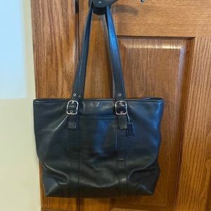 Coach Black Leather Deep Hampton Tote